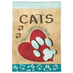 Cats Leave Paw Prints Applique on this Magnolia Garden, garden flag.
