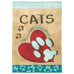 Cats Leave Paw Prints Applique on this Magnolia Garden, garden flag.
