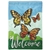 Butterflies  Welcome Applique on this Magnolia Garden, garden flag.