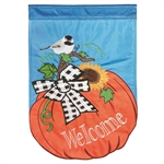 Pumpkin Chickadee Applique on this Magnolia Garden, garden flag.