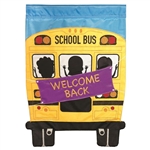 Welcome School Bus Applique on this Magnolia Garden, garden flag.