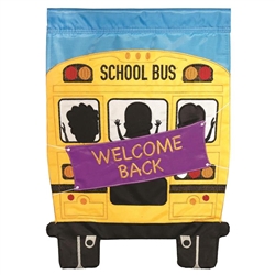 Welcome School Bus Applique on this Magnolia Garden, garden flag.