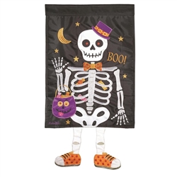 Crazy Leg Halloween Skelton on this Magnolia Garden garden flag