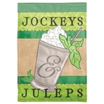 Jockeys And Juleps Applique on this Magnolia Garden, garden flag.