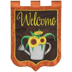 Welcome Watering Can Applique Garden Flag by Magnolia Garden.