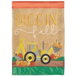 Diggin' Fall Backhoe Applique Garden Flag by Magnolia Garden.