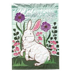 Happy Easter Rabbit Applique Garden Flag by Magnolia Garden.