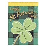 Shamrock Happy St. Pat's Day Applique on this Magnolia Garden, garden flag.