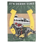 It's Derby Time Applique on this Magnolia Garden, garden flag.