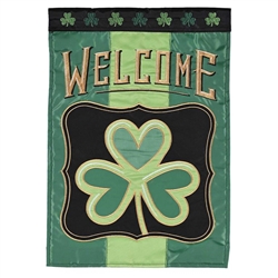 Shamrock Welcome Applique on this Magnolia Garden, garden flag.
