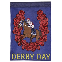 Derby Garland Of Roses Applique on this Magnolia Garden, garden flag.