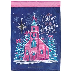 All Is Calm All Is Bright Applique on this Magnolia Garden, garden flag.