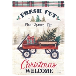 Christmas Welcome Wagon Magnolia Garden holiday House Flag