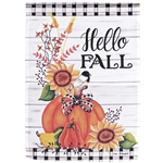 Hello Fall Pumpkin on this Magnolia Garden standard house flag.