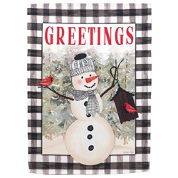 Snowman With Cardinal on this Magnolia Garden garden flag.