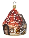 Gingerbread House Glass German Ornament hand crafted and hand painted. Made in Germany.