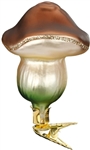 Clip On Mushroom Glass German Ornament hand crafted and hand painted. Made in Germany.