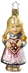 Gretel's Lebkuchen Glass German Ornament hand crafted and hand painted. Made in Germany.