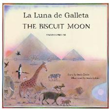 The Biscuit Moon - Bilingual Multicultural Children's Book explores cooperation, scarcity, sharing resources, climate change. Inspiring story for diverse classrooms.