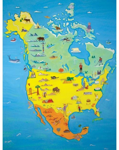 Map of North America and Canada-ENGLISH ONLY Edition, Multicultural Poster