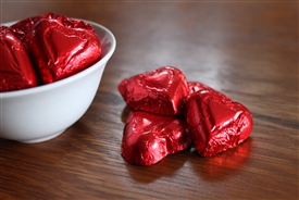 Milk Chocolate Red Foil Wrapped Hearts