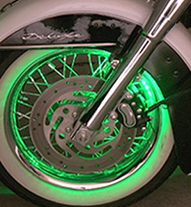 Motorcycle LED Wheel and Rim Accent Lighting Pucks from SportBike Lites