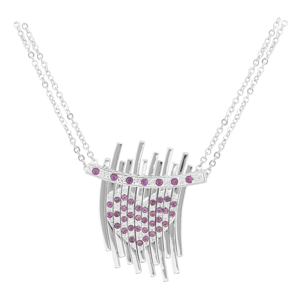 Chic & Classy Crystal Heart Jangle Silver Necklace