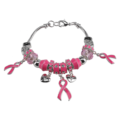 Pinktober Breast Cancer Charm Bracelet