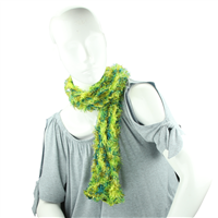 Greens & Yellow Fuzzy Acrylic 5 Way Scarf