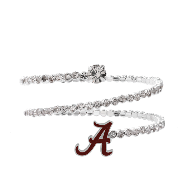 University of Alabama Team Colored Logo Charm Wrap Around Crystal Bracelet