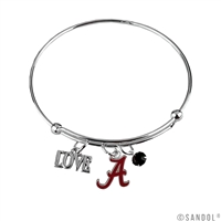 College Fashion Crystal University of Alabama Logo Charm Tassel Beth Push Bangle Bracelet