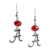 Silver Beaded Drop Earrings Alabama Roll Tide