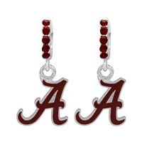College Fashion Crystal University of Alabama Logo Charm Cuff Hoop Dangle Earrings