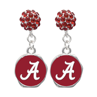 College Fashion Crystal University of Alabama Logo Charm Stud Dangle Evy Earrings
