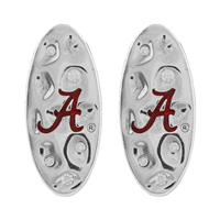 University of Alabama Crystal Hammered Oval Shaped Post Earrings