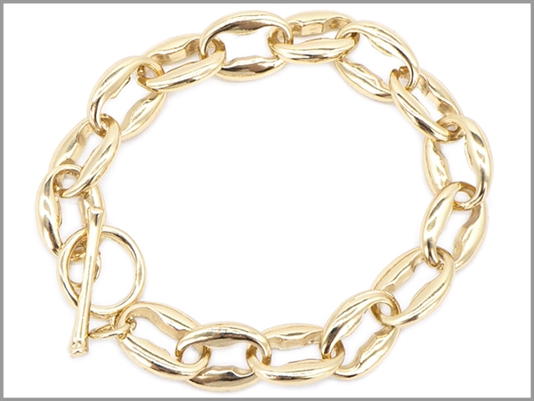 Gold Toned Linked Chain Toggle Clasp Bracelet