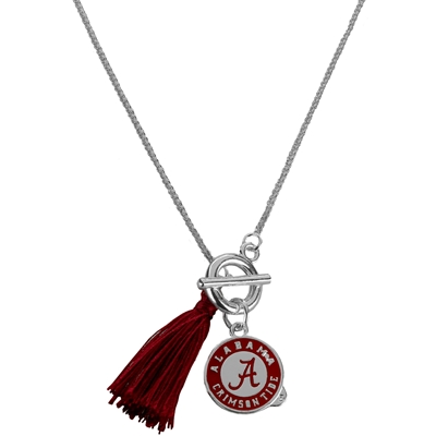 College Fashion University of Alabama Logo Medallion Charm Tassel Norma Necklace Lobster Clasp