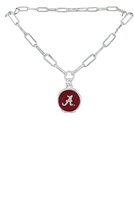 Collegiate Licensed University of Alabama Team Colored Logo Charm Double Link Chain Lobster Clasp Necklace