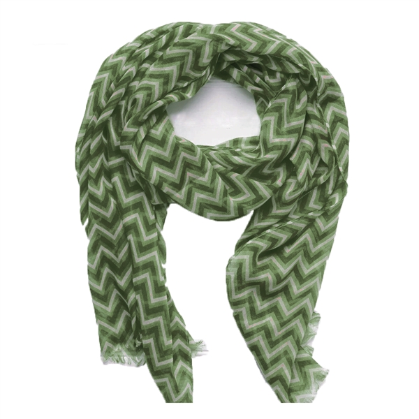 Fashion Lime Green & White Chevron Striped Fringed Scarf