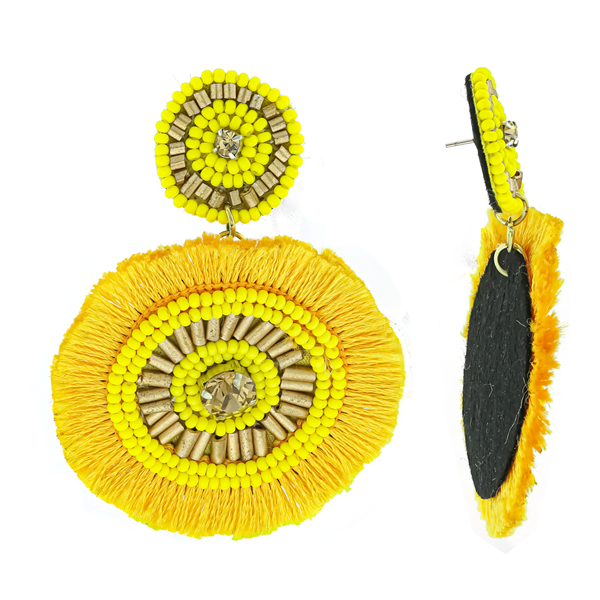 Yellow Tassel with Gold Charms, Yellow Beads & 2 Light Topaz Crystals