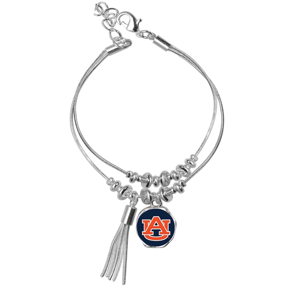 College Fashion Auburn University Logo Tassel Charm Double Layered Bevanna Bracelet