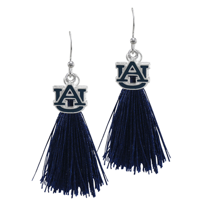 College Fashion Auburn University Logo Charm Tassel Post Dangle Eambi Earrings