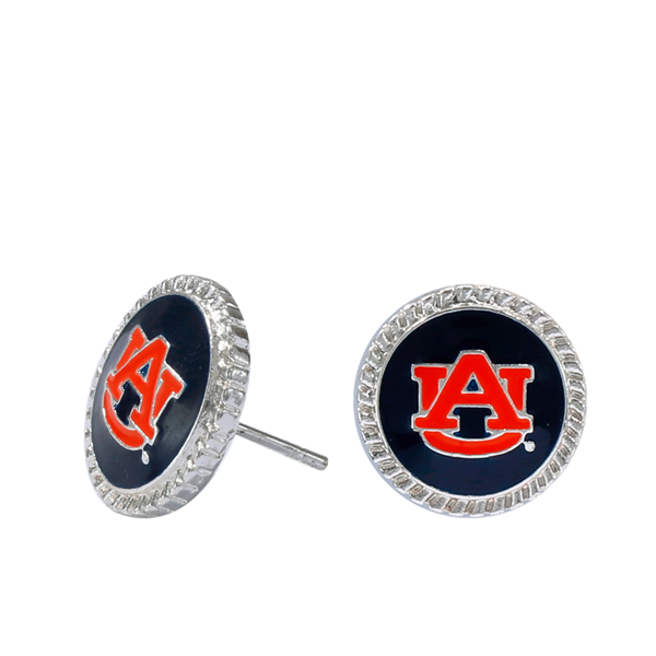 College Fashion Auburn University Logo Charm Stud Earrings
