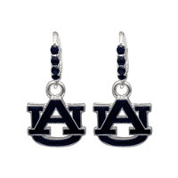 College Fashion Crystal Auburn University Logo Charm Cuff Hoop Dangle Earrings