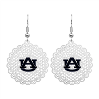 College Fashion Filigree Cut Auburn University Logo Charm Post Dangle Els Earrings