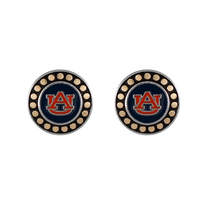 Round Pendant Earrings Auburn War Eagle