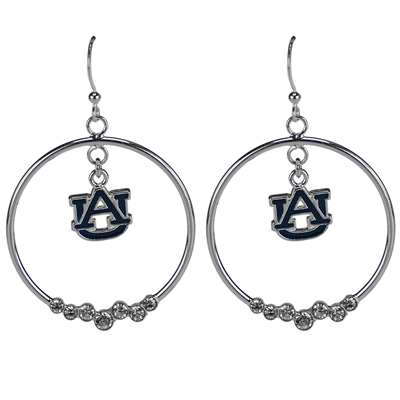 Rhinestone Hoop Silver Earrings AU Roll Tides Sports College