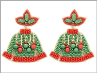 Fashion Holiday Red & Green Christmas Sweater Post Dangle Earrings