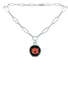 Collegiate Licensed Auburn University Team Colored Logo Charm Double Link Chain Lobster Clasp Necklace