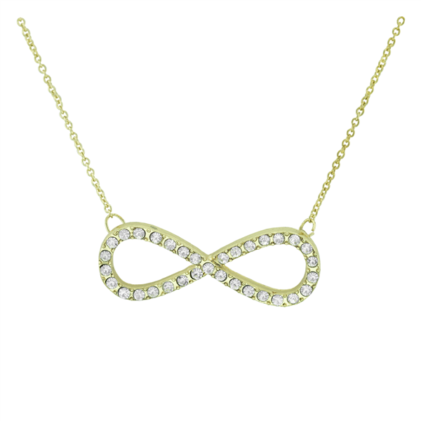 Endless Love Fashionable Clear Crystal Infinity Charm Gold Necklace